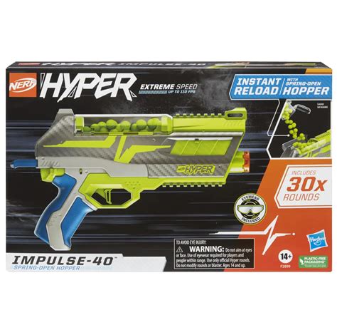 Nerf Hyper Impulse-40 Blaster, 30 Nerf Hyper Rounds, Spring-Open ...