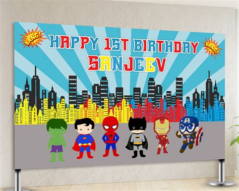 Avengers Theme Personalized Backdrop | Birthday Party Decorations ...