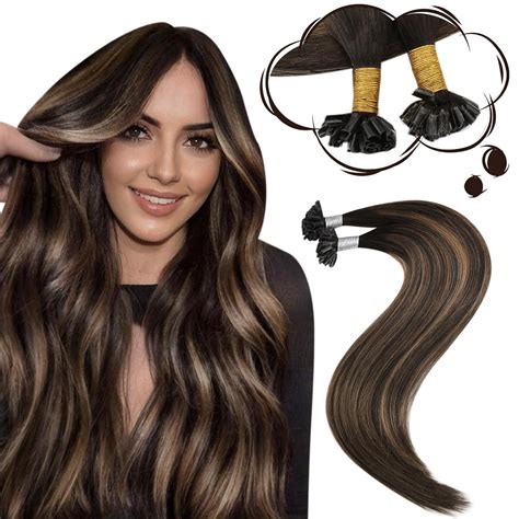 Amazon.com : Moresoo U Tip Hair Extensions Human Hair Balayage Color ...