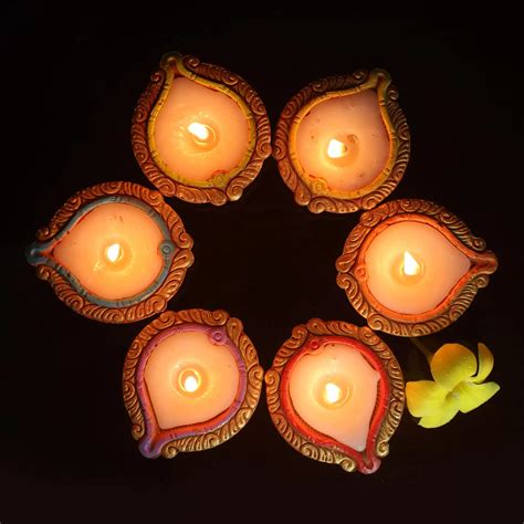 Handmade Motif Bankura Diya Wax Filled Candles Set of 12 - CraftLipi ...
