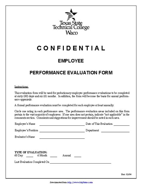 Sample Employee Performance Evaluation Form 的图像结果