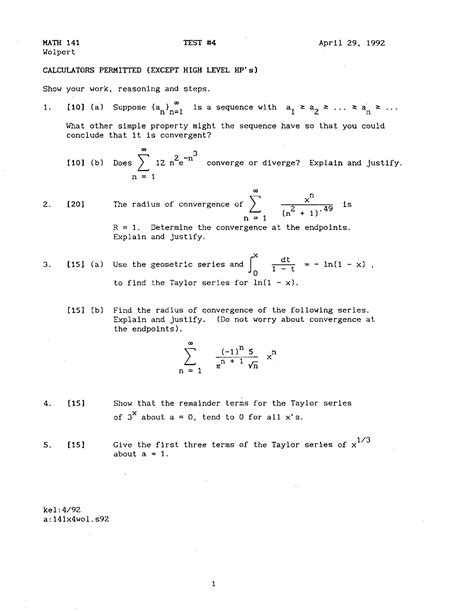 Image result for Calculus 2 Math 141 Answer Key