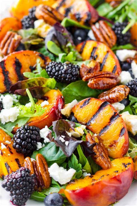 Grilled Peach Salad with Berries - Cooking For My Soul