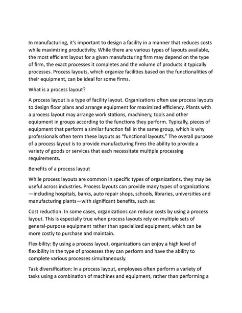 Process layout - In manufacturing, it’s important to design a facility ...