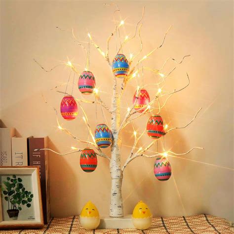 Easter Decorations, Easter Tree with 10pcs Eggs Ornaments, Lighted ...