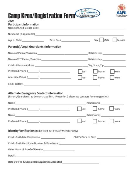Fillable Online Dayton Kroc Center - Camp Kroc Forms Fax Email Print ...
