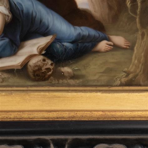 Antique Porcelain Plaque of the Reclining Mary Magdalene Reading after Batoni For Sale at 1stDibs