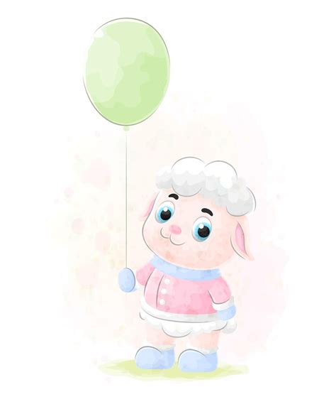 Premium Vector | Cute little sheep with watercolor illustration