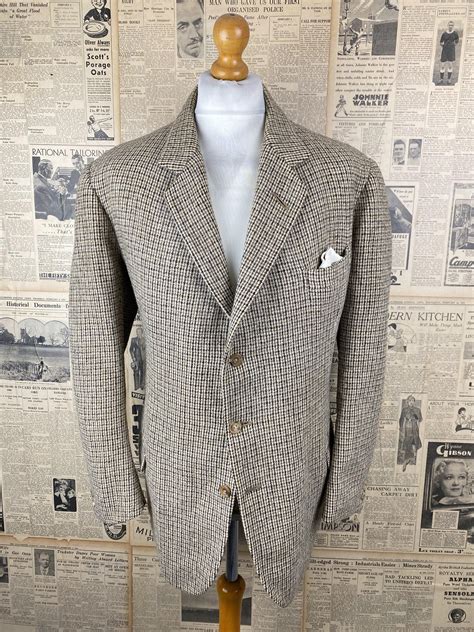 Vintage bespoke 1960's Savile Row tweed shooting suit size 46 48