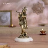 Brass Standing Krishna idol Playing Flute (6 Inch)