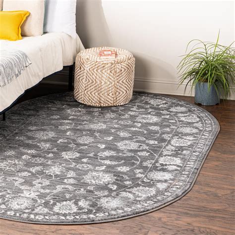 Unique Loom Boston Collection Area Rug - Floral (3' 3" x 5' 3" Oval ...