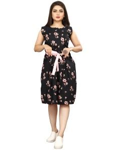 Nidhi Collection Women A-line Black, Pink Knee Length Dress - Buy Nidhi ...