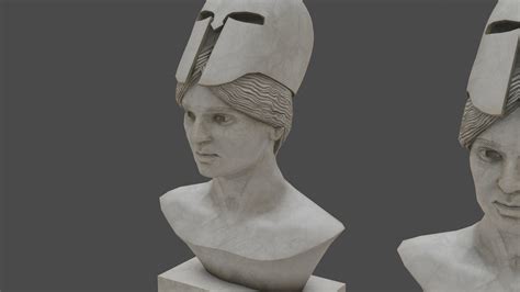 Low Poly Pallid Bust Of Pallas With PBR Materials - Blender Market