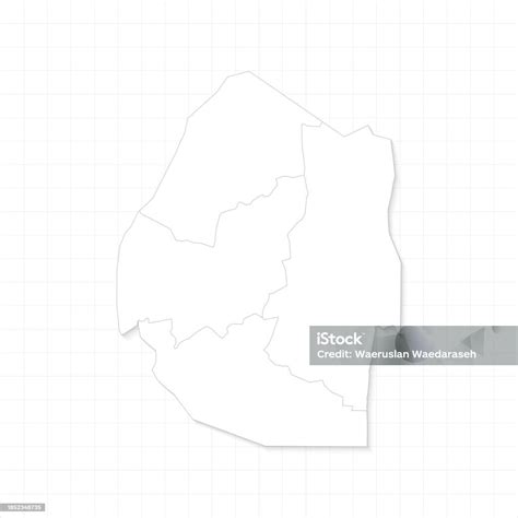 Eswatini Or Swaziland Map With Country Borders Thin Black Outline On White Grid Paper Background ...