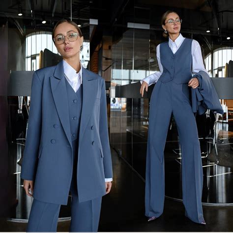 Grey Womens Suit, 3 Piece Womens Suit Set, Dressy Pant Suits, Wedding ...