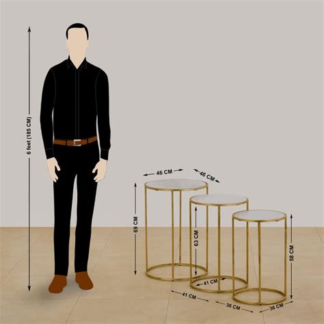 Buy Montford Marble Top Nest of 3 Tables - Gold from Home Centre at ...