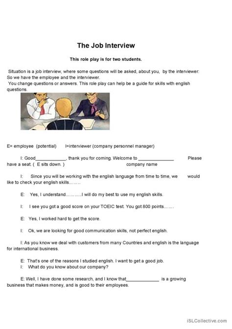ESL Job Interview Worksheets 的图像结果