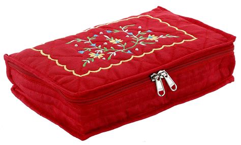 Kuber Industries Embroidery Design Cotton Jewellery Kit, Red ...