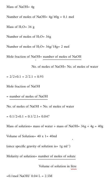 72 G of NaOH was dissolved in 36 G of H2O calculate mass of NaOH ...