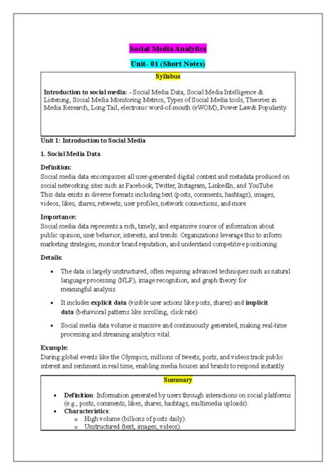 Social Media Analytics 01: Key Concepts and Insights (Short Notes ...