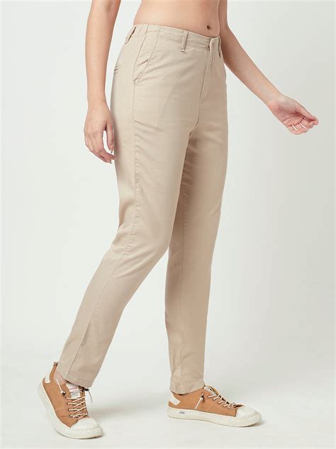 Buy Women Oatmilk Mid-Rise Trouser | Kraus Jeans