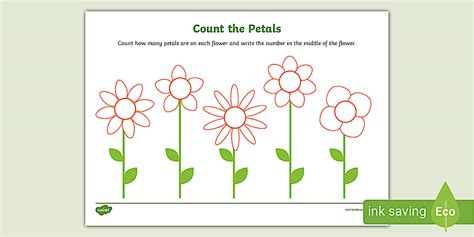 👉 Count the Petals Activity Sheet (teacher made) - Twinkl