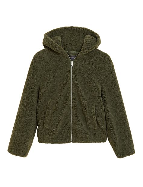 Buy Teddy Textured Hooded Bomber Jacket at Marks & Spencer