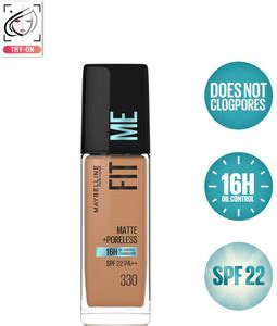 MAYBELLINE NEW YORK Fit Me Matte+Poreless Liquid Foundation (With Pump ...
