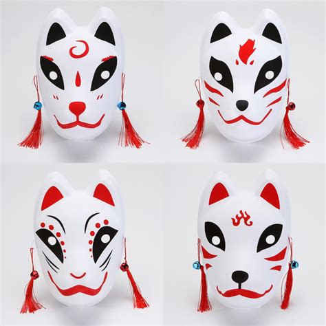 Kabuki Fox Mask Red Kawaii Kabuki Kitsune Mask Traditional Japanese
