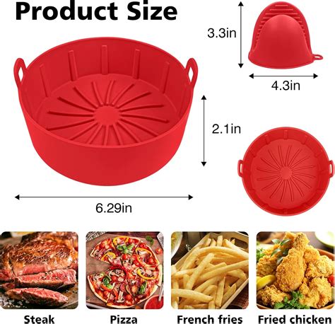Buy 4 Pack Air Fryer Silicone Liners, Reusable Air Fryer Silicone Pot ...