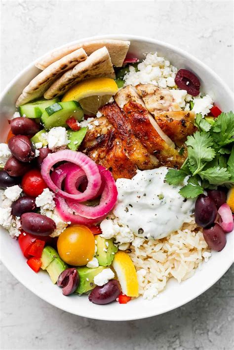 Flavorful Greek Chicken Bowls + Tzatziki - The Wooden Skillet