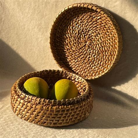 Buy Saanjh Saanjh Natural Weave Cane Roti Fruit Basket Box Serveware at ...
