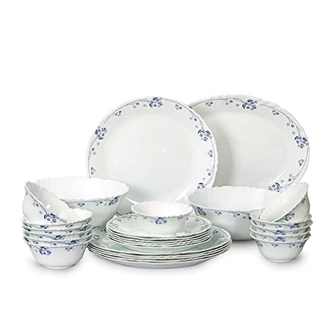 Cello Imperial Dainty Blue Opalware Dinner Set, 11 inch Full Plate, 27 ...
