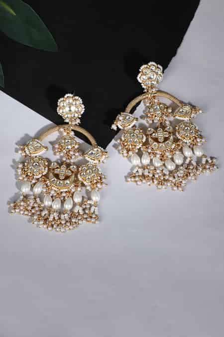 Buy Gold Plated Beads, Diamonds Stone Studded Earrings by Auraa Trends ...