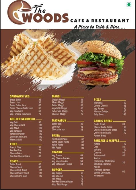 Menu at The woods cafe&restaurant, Vadodara