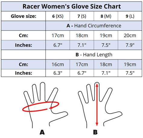 Womens Glove Size Chart