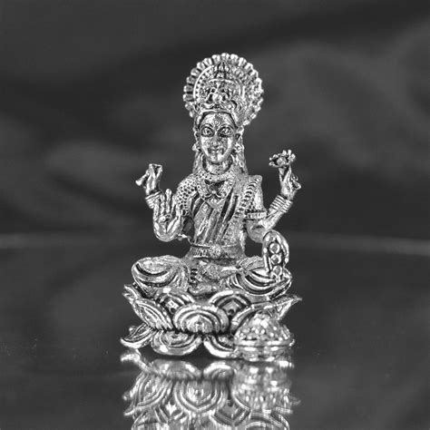 Divine Lakshmi Mata Murti - Silver-Colored Metal Statue for Prosperity ...