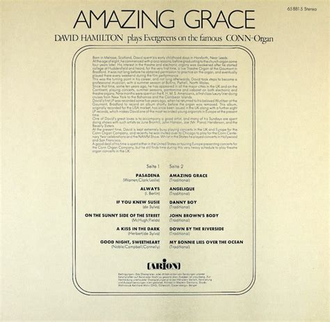 Amazing Grace. David Hamilton plays Evergreens on the famous Conn-Organ ...