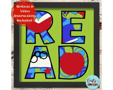 Buy Teacher Shadow Box, School Shadow Box SVG, Teacher Read Books ...