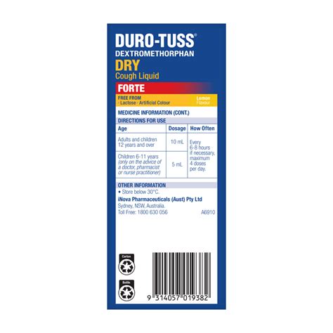 DURO-TUSS Dextromethorphan Dry Cough Liquid Forte Solution - Duro-Tuss