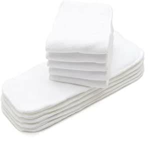 Buy White Cotton Cloth Diaper insert, 10 Pack, Reusable Nappy Inserts ...