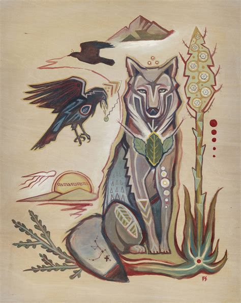 Coyote & Crow // gouache painting by California artist Derek Schultz in ...