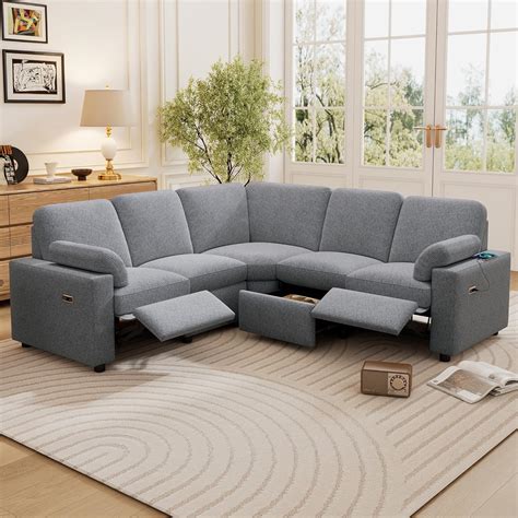 Amazon.com: Merax 89" Power Recliner Sectional Sofa with USB Ports and ...