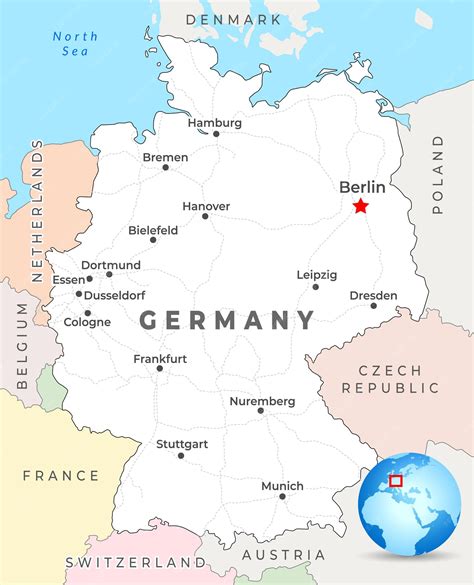 Premium Vector | Germany map with capital Berlin most important cities and national borders
