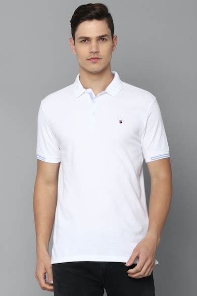 Buy Men White Solid Polo Neck T-shirt Online - 757443 | Louis Philippe
