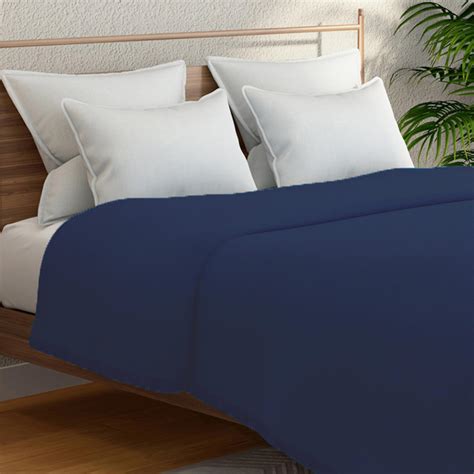 Buy PORTICO Serenity Blue Solid Cotton Queen Blanket - 220x240cm from ...