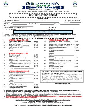 Fillable Online georgina georgina senior games form Fax Email Print ...