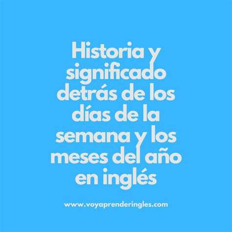 Conoce los Días de la Semana y los Meses del Año en Inglés 📅 - Voy ...