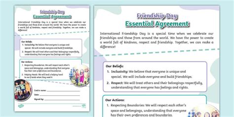 Friendship Day Essential Agreement