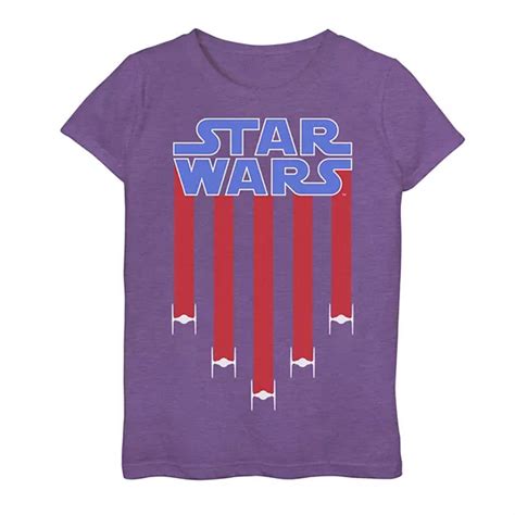 Girls 7-16 Star Wars Fighter Jets Star Bangled Banner July 4th Graphic Tee